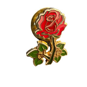 Enamel Red Rose Pin0